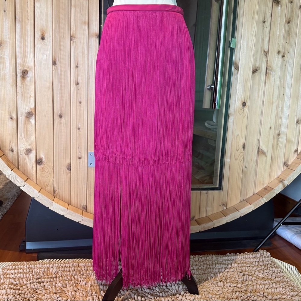 No Pise Le Grama Pink Fringed Maxi Sol Skirt - Size 6 - New with Tags NWT fringe - Picture 2 of 15
